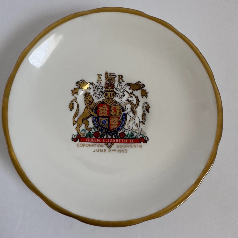 Royal Stafford Fine China Queen Elizabeth II 1953 coronation Saucer Souvenior